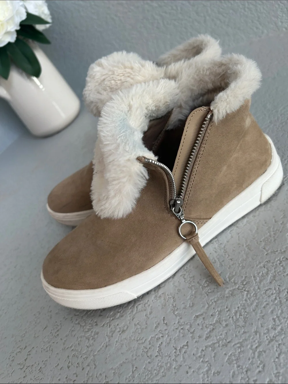 Madden Girl Tan Faux-Suede Shearling-Lined Winter Boots